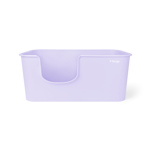 MangoPets XXL litter box for multiple cats in lavender color with high walls to prevent litter spills