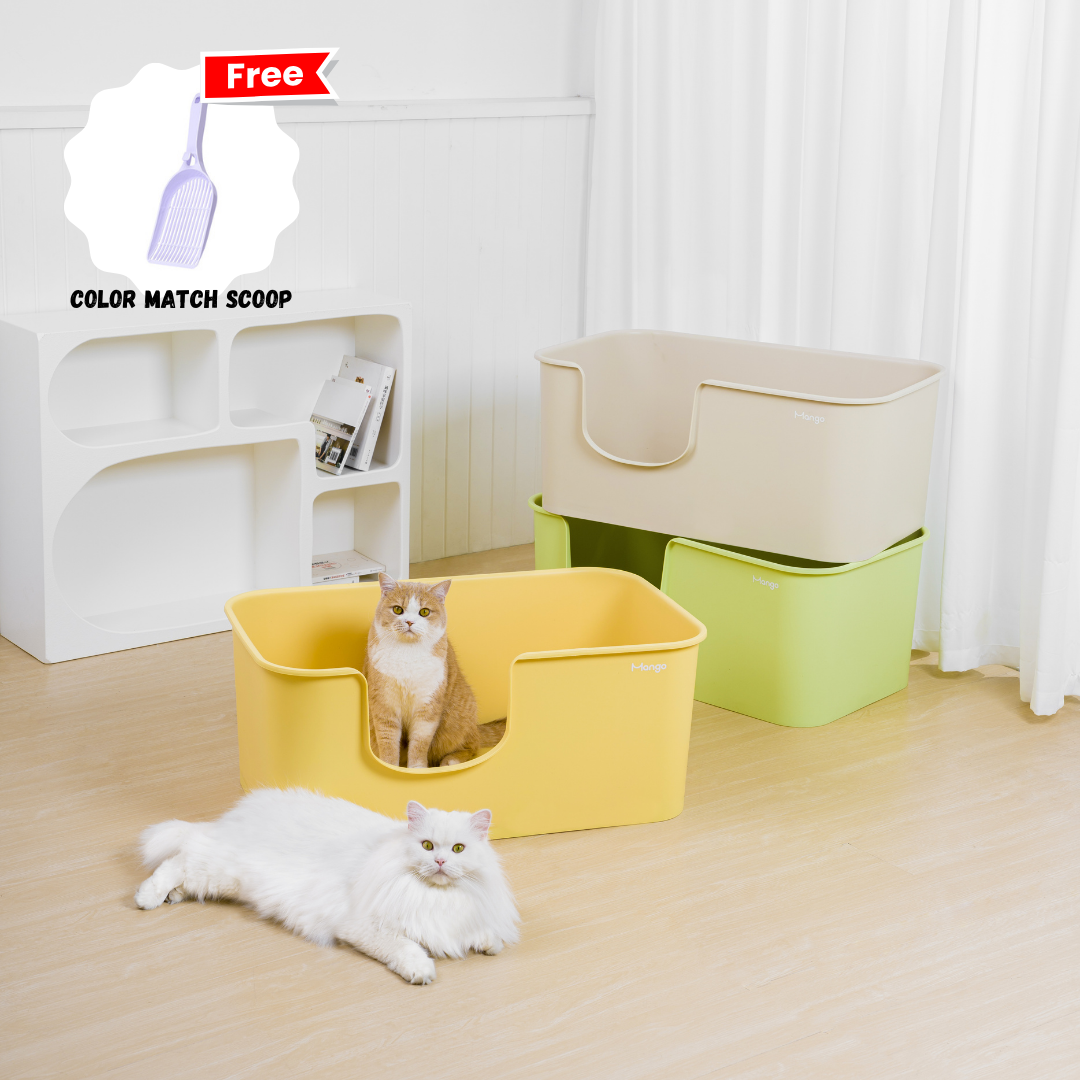 MangoPets XXL litter box for multiple cats in assorted colors with matching scoop included