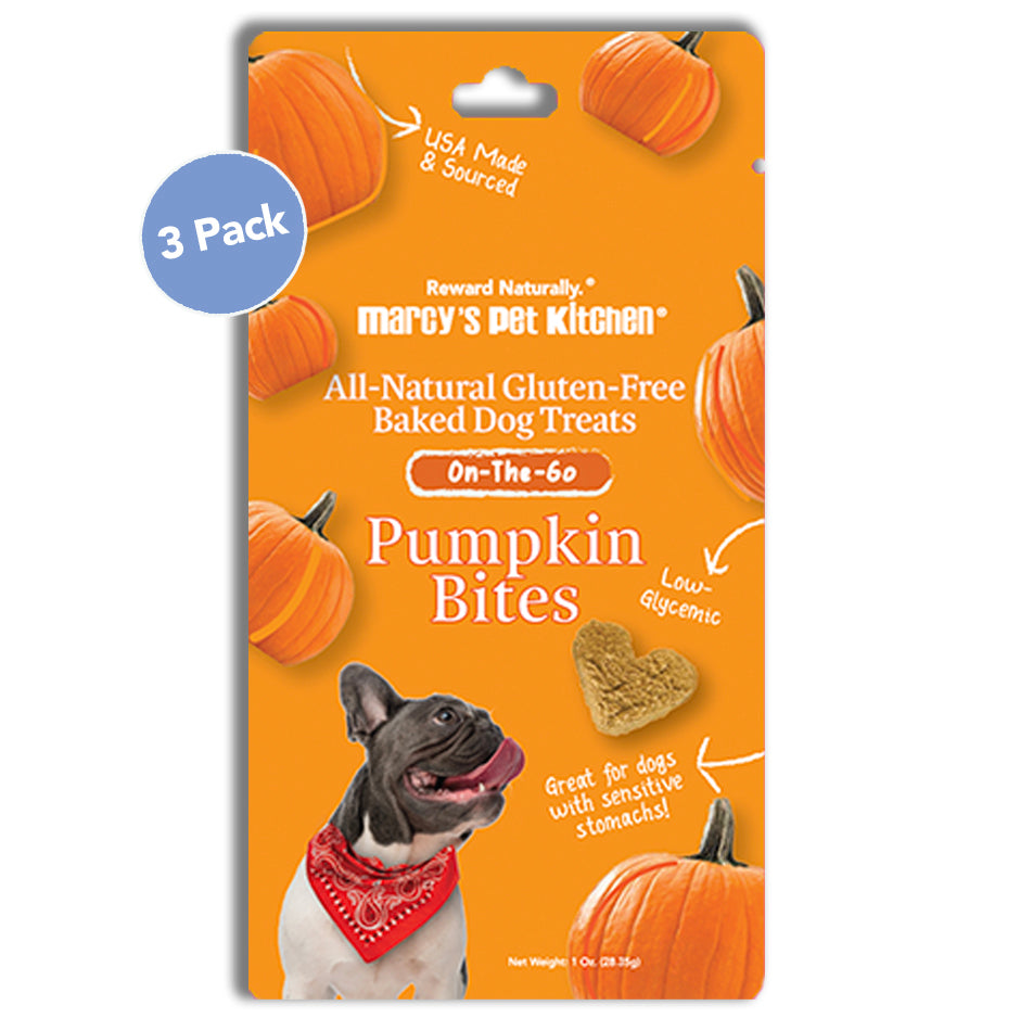 Marcy's Pet All-Natural Gluten-Free Pumpkin Bites Dog Treats 3 Pack for Sensitive Stomachs
