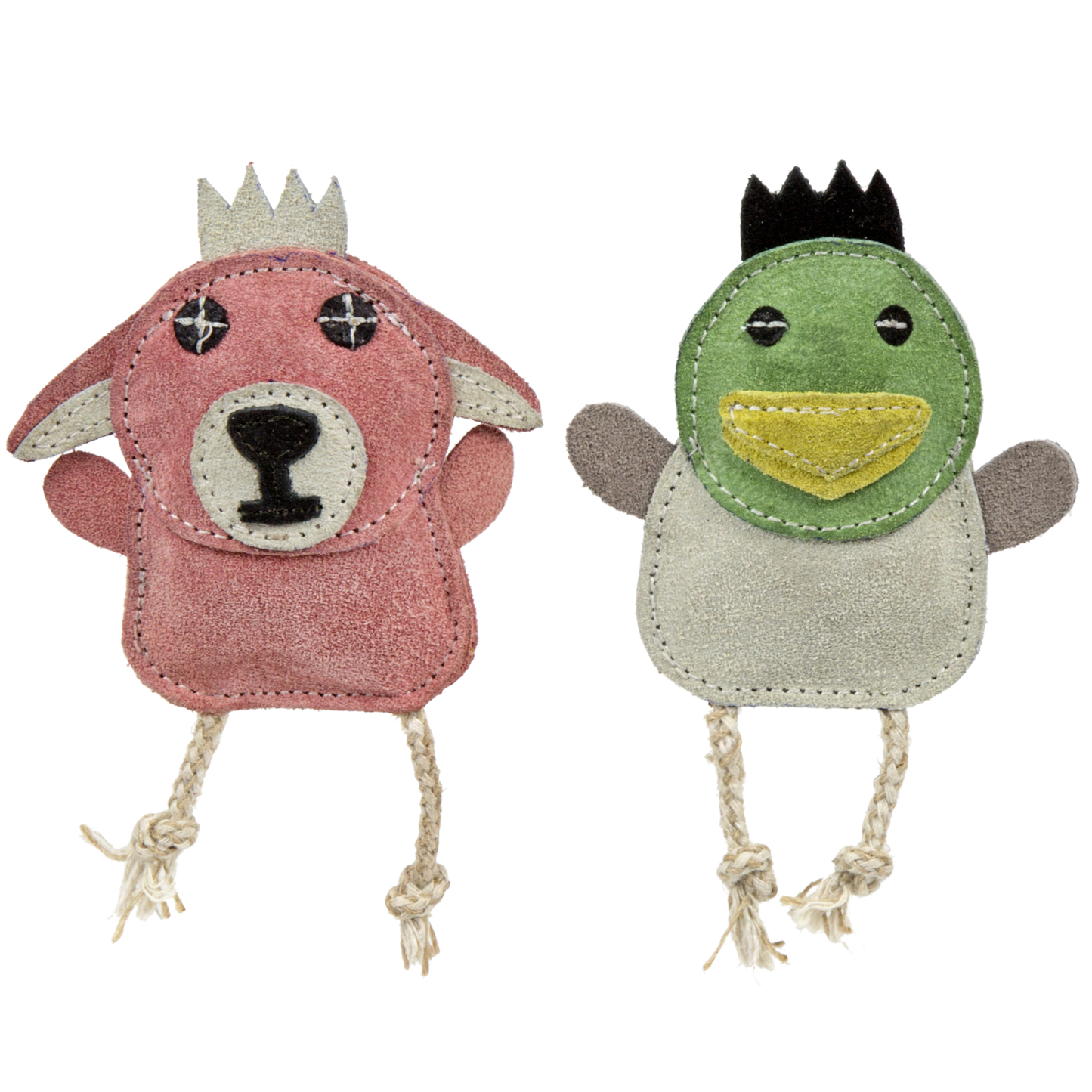 Dog Toys-Natural Leather Wee Buddies Duck & Bunny Chews 2pk