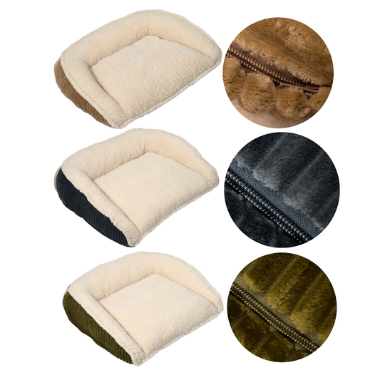 Purrfect Pet Kingdom Scout Perfect Bolster Dog Bed (Small (up to 40lbs), Khaki) - Premium Dog Bed