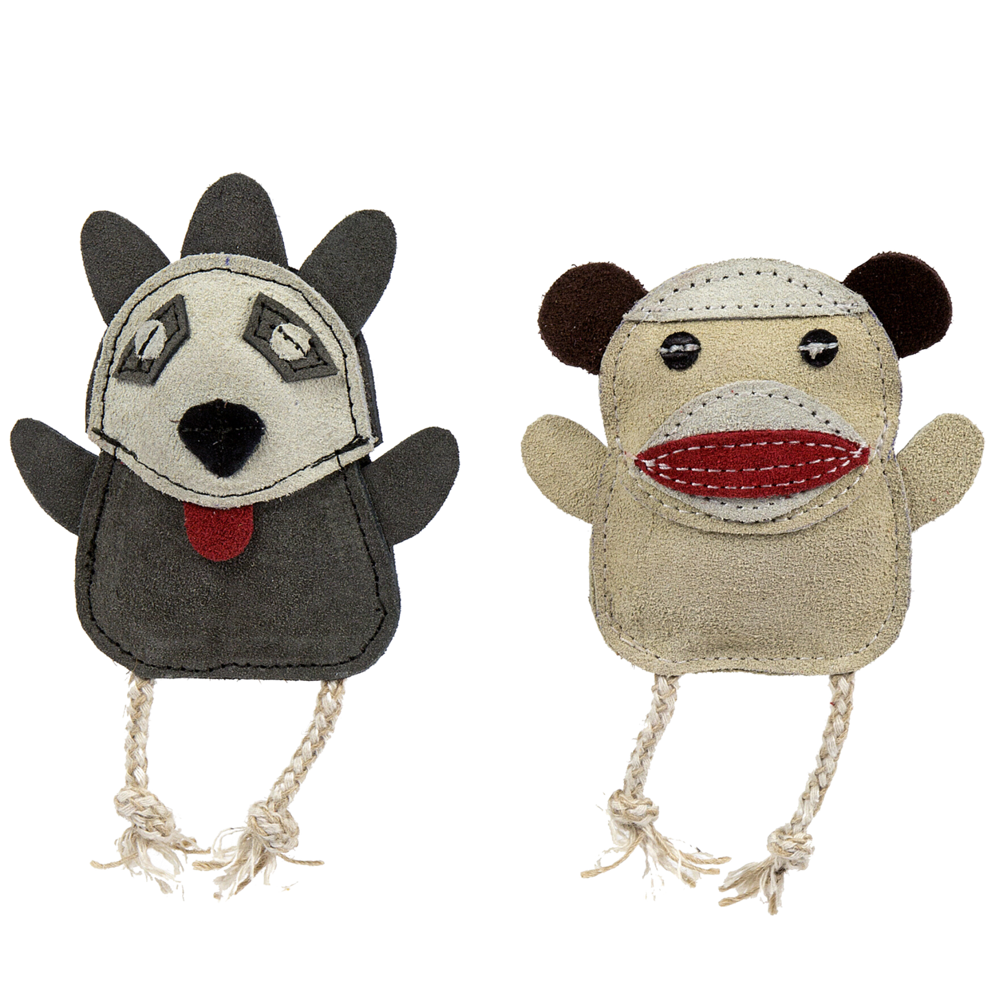 Dog Toy Natural Leather Wee Buddies Sock Monkey Raccoon Toys - main product image for dog toy