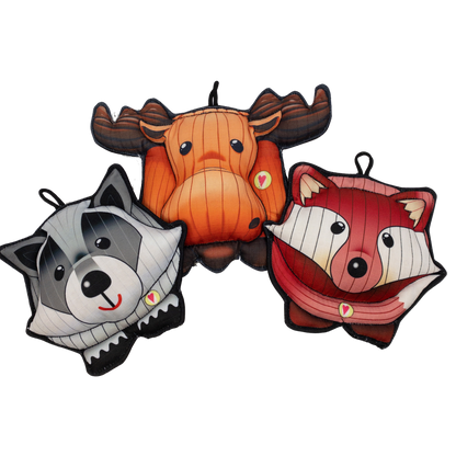 HuggleTuff™ Puffies Woodland Friends Plush Dog Toys, 3 Pack