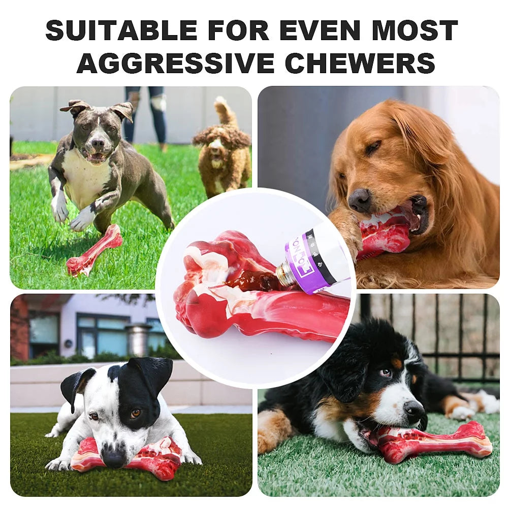 Purrfect Pet Kingdom heavy duty chew bone for big dogs suitable for aggressive chewers, dogs playing and chewing happily