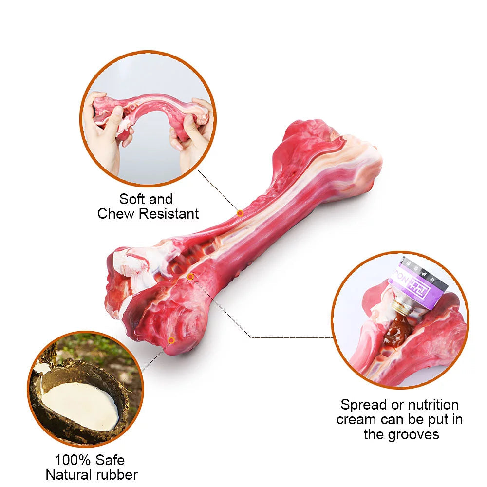 Heavy duty chew bone for big dogs made from 100% safe natural rubber, soft and chew resistant