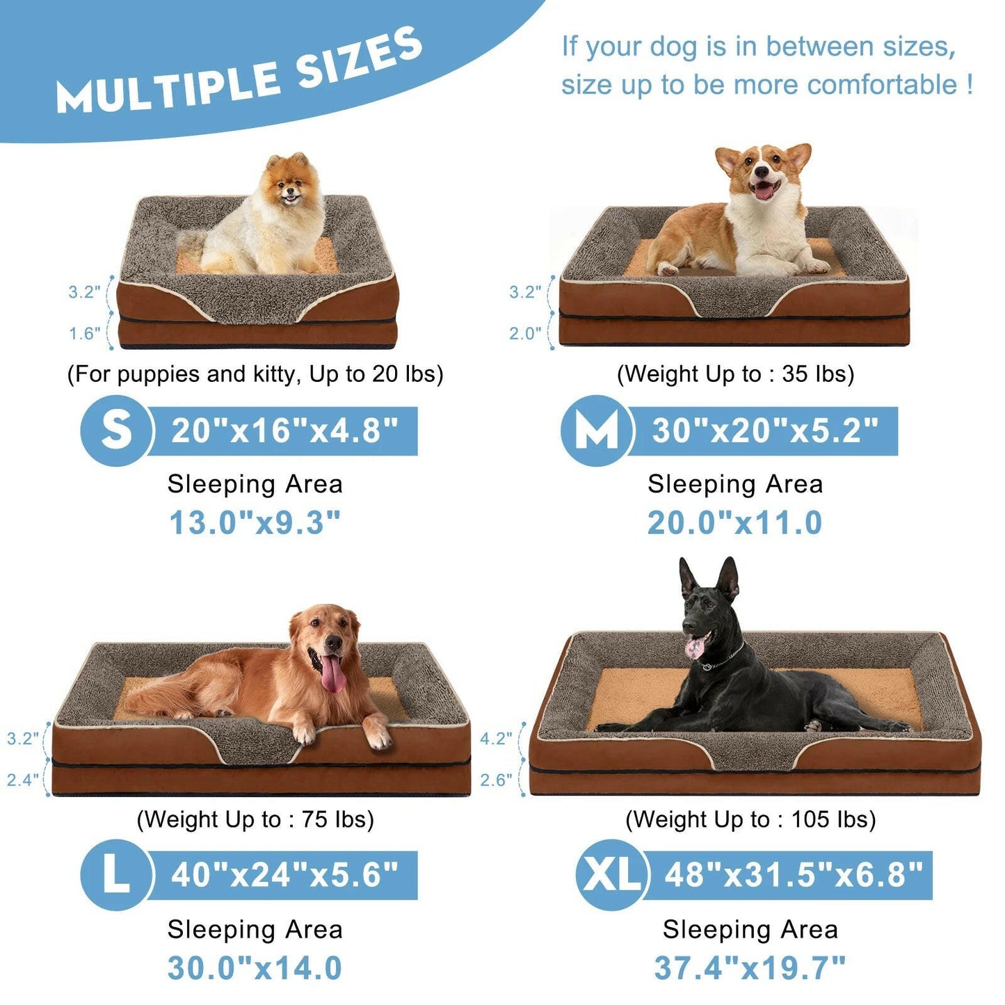 Purrfect Pet Kingdom Memory Foam Pet Bed for Small Dogs with various sizes and supportive design