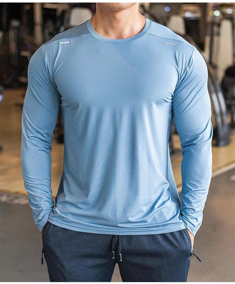 Men's Sports Fitness Long Sleeve Outdoor Badminton Quick Dry Training Shirt Casual Thin Running Top Bodybuilding Sportswear