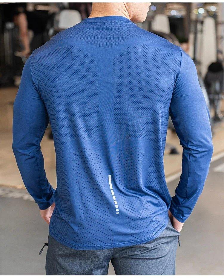 Men's Sports Fitness Long Sleeve Outdoor Badminton Quick Dry Training Shirt Casual Thin Running Top Bodybuilding Sportswear