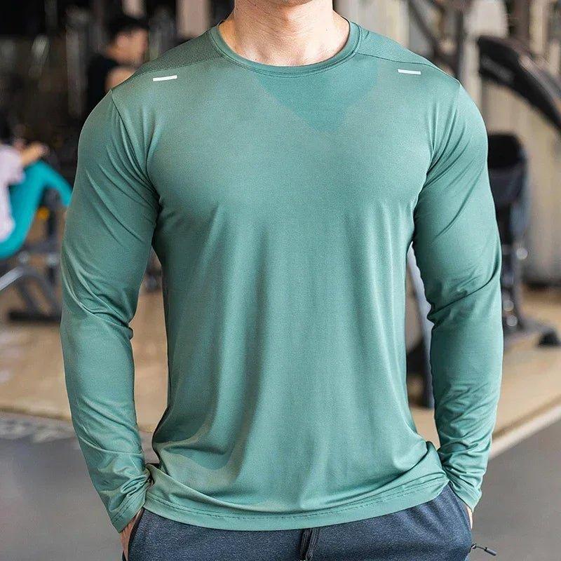 Men's Sports Fitness Long Sleeve Outdoor Badminton Quick Dry Training Shirt Casual Thin Running Top Bodybuilding Sportswear