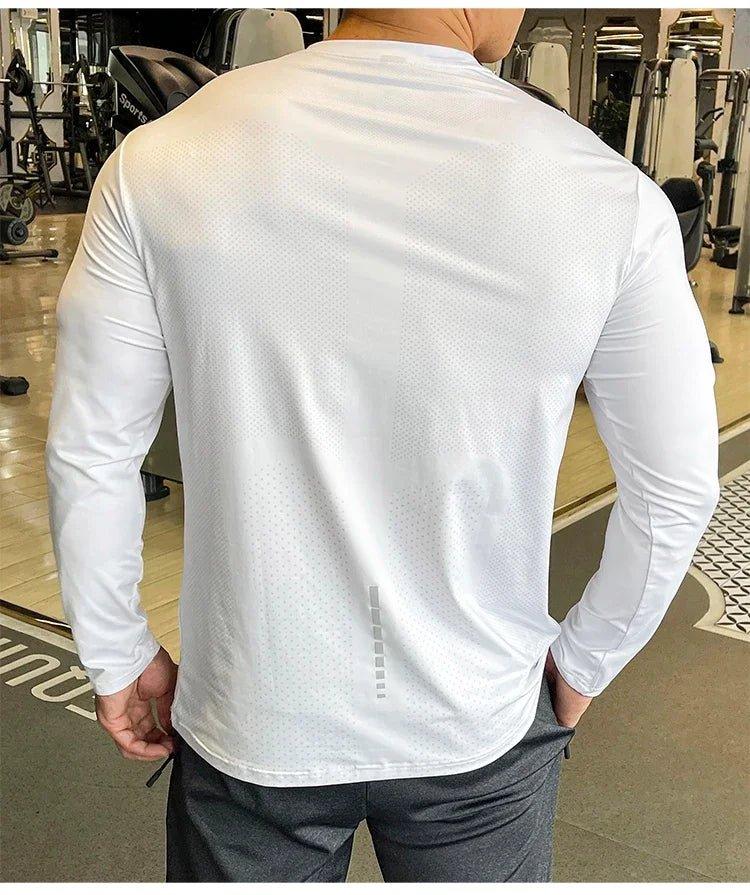 Men's Sports Fitness Long Sleeve Outdoor Badminton Quick Dry Training Shirt Casual Thin Running Top Bodybuilding Sportswear