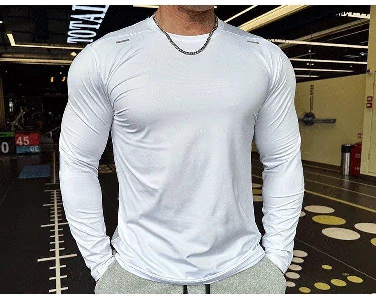 Men's Sports Fitness Long Sleeve Outdoor Badminton Quick Dry Training Shirt Casual Thin Running Top Bodybuilding Sportswear