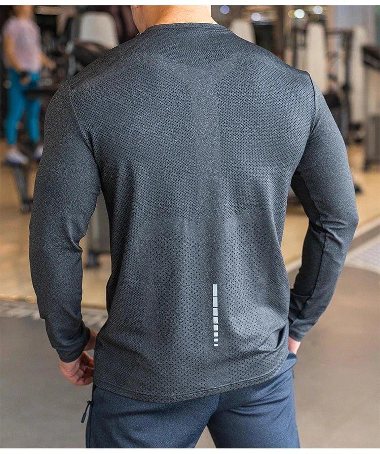 Men's Sports Fitness Long Sleeve Outdoor Badminton Quick Dry Training Shirt Casual Thin Running Top Bodybuilding Sportswear