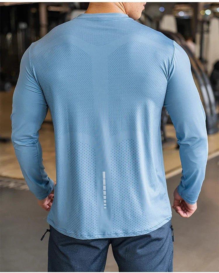 Men's Sports Fitness Long Sleeve Outdoor Badminton Quick Dry Training Shirt Casual Thin Running Top Bodybuilding Sportswear