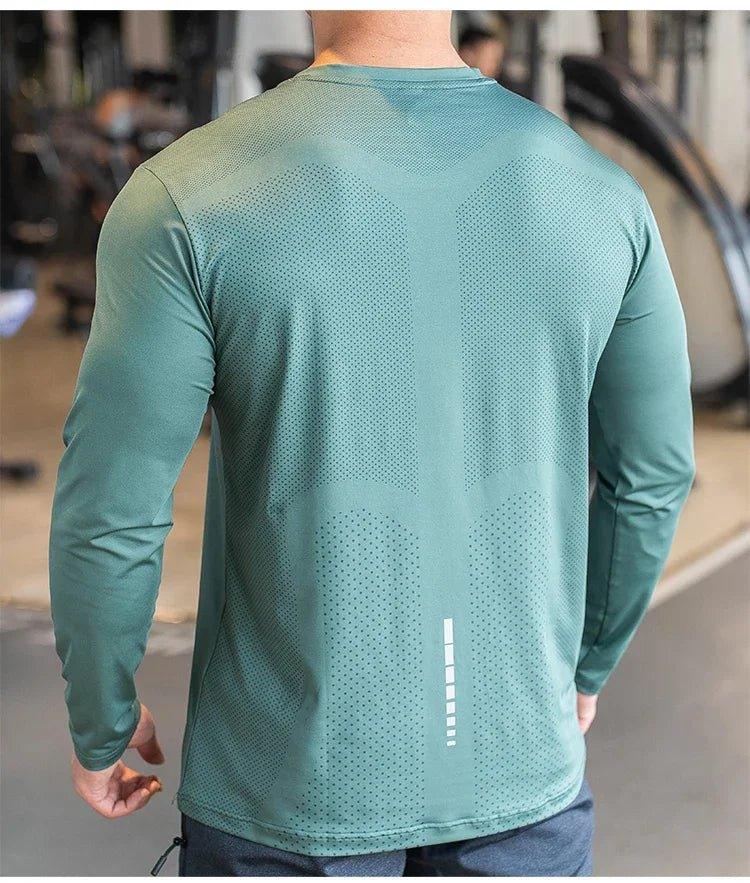 Men's Sports Fitness Long Sleeve Outdoor Badminton Quick Dry Training Shirt Casual Thin Running Top Bodybuilding Sportswear
