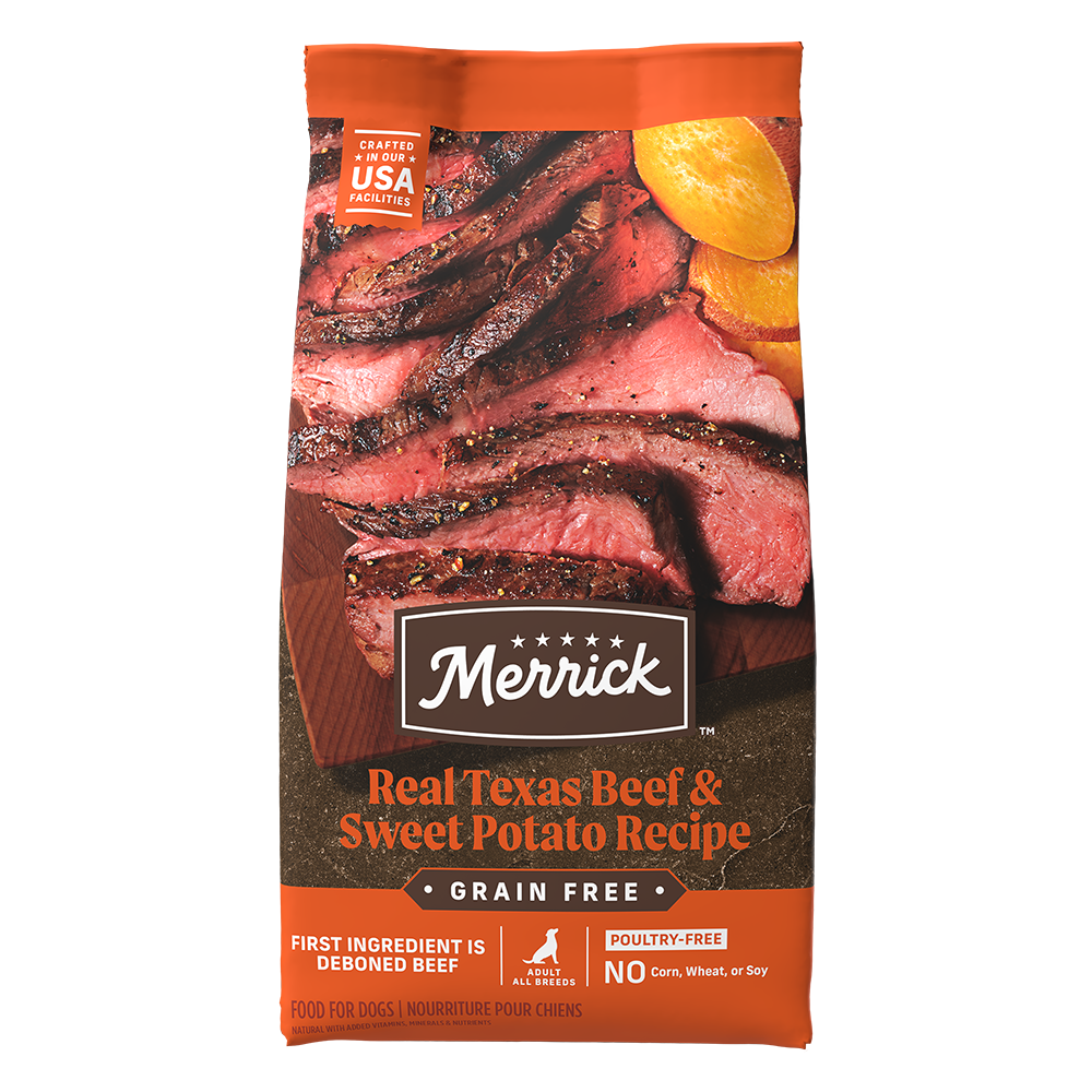 Merrick Grain Free Beef Dog Food with Real Texas Beef and Sweet Potato Recipe in a 25-pound bag