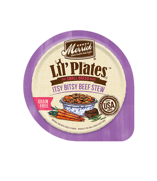 Merrick Lil' Plates Itsy Bitsy Beef Stew grain free wet dog food for small breed dogs