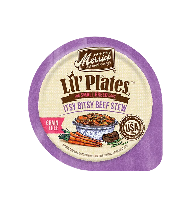 Merrick Lil' Plates Grain Free Itsy Bitsy Beef Stew Wet Dog Food by The Family Pet, 3.5oz, ideal for small dogs, savory be...