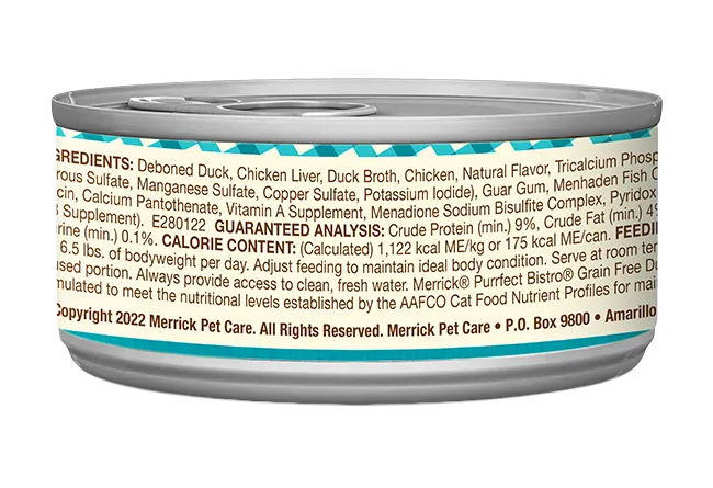 Purrfect Pet Kingdom - Merrick Purrfect Bistro Grain Free Adult Duck Pate Cat Food (3oz) - Food