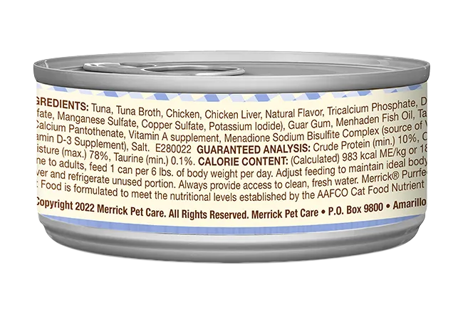 Merrick Purrfect Bistro Grain Free Tuna Pate Cat Food in a 3oz can by The Family Pet, budget-friendly wet cat food for you...