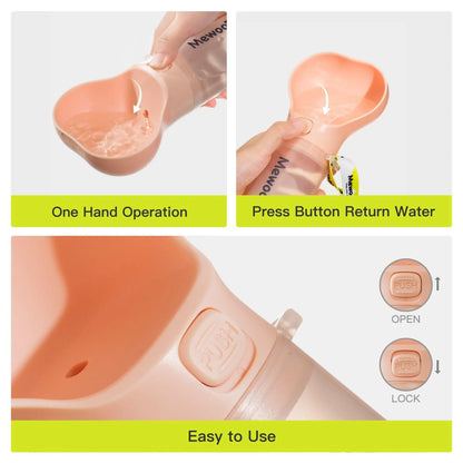 MOST POPULAR Purrfect Pet Kingdom travel water bottle with one hand press button return water feature