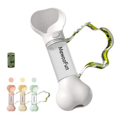 MOST POPULAR Purrfect Pet Kingdom bone shaped portable pet water bottle with cup strap and waste bag for travel