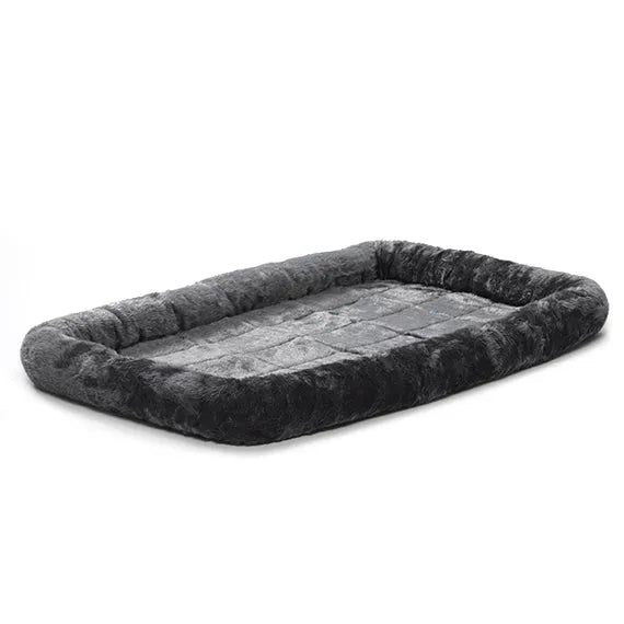The Family Pet - Midwest QuietTime Sheepskin Pet Bed Gray 42x26 - Beds