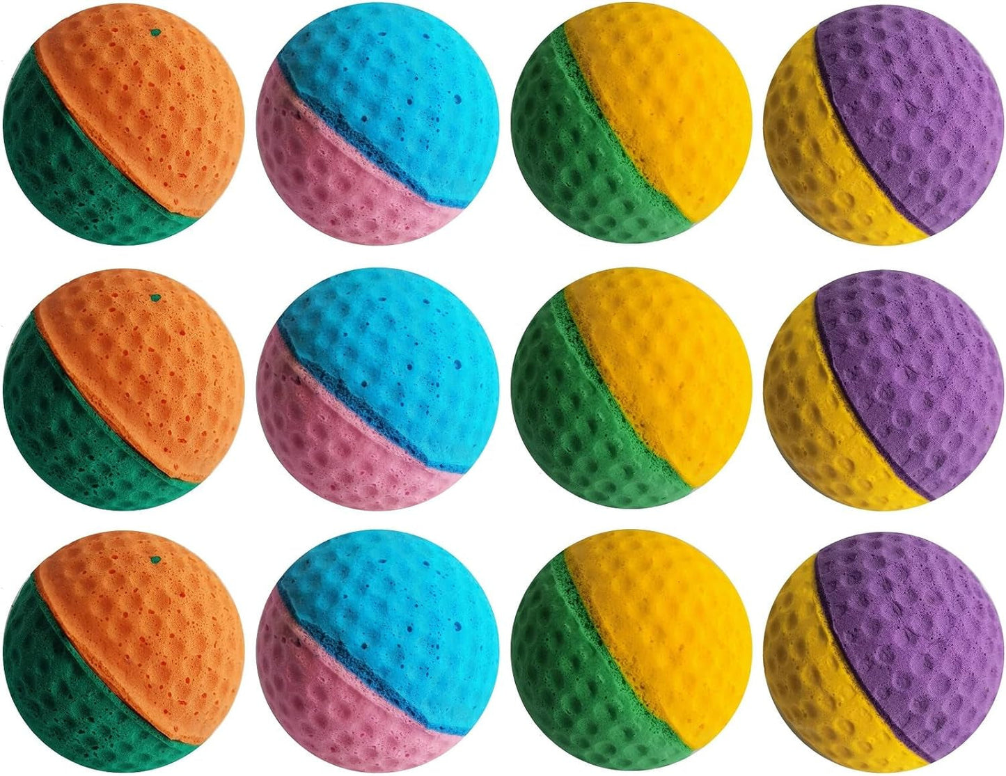Colorful set of interactive cat soccer balls in various vibrant shades for playful feline fun