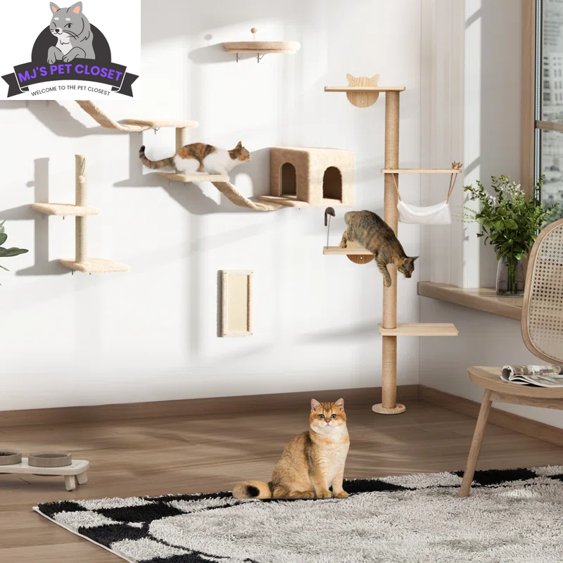 Purrfect Pet Kingdom modern cat wall playground with shelves and climbing features for playful cats