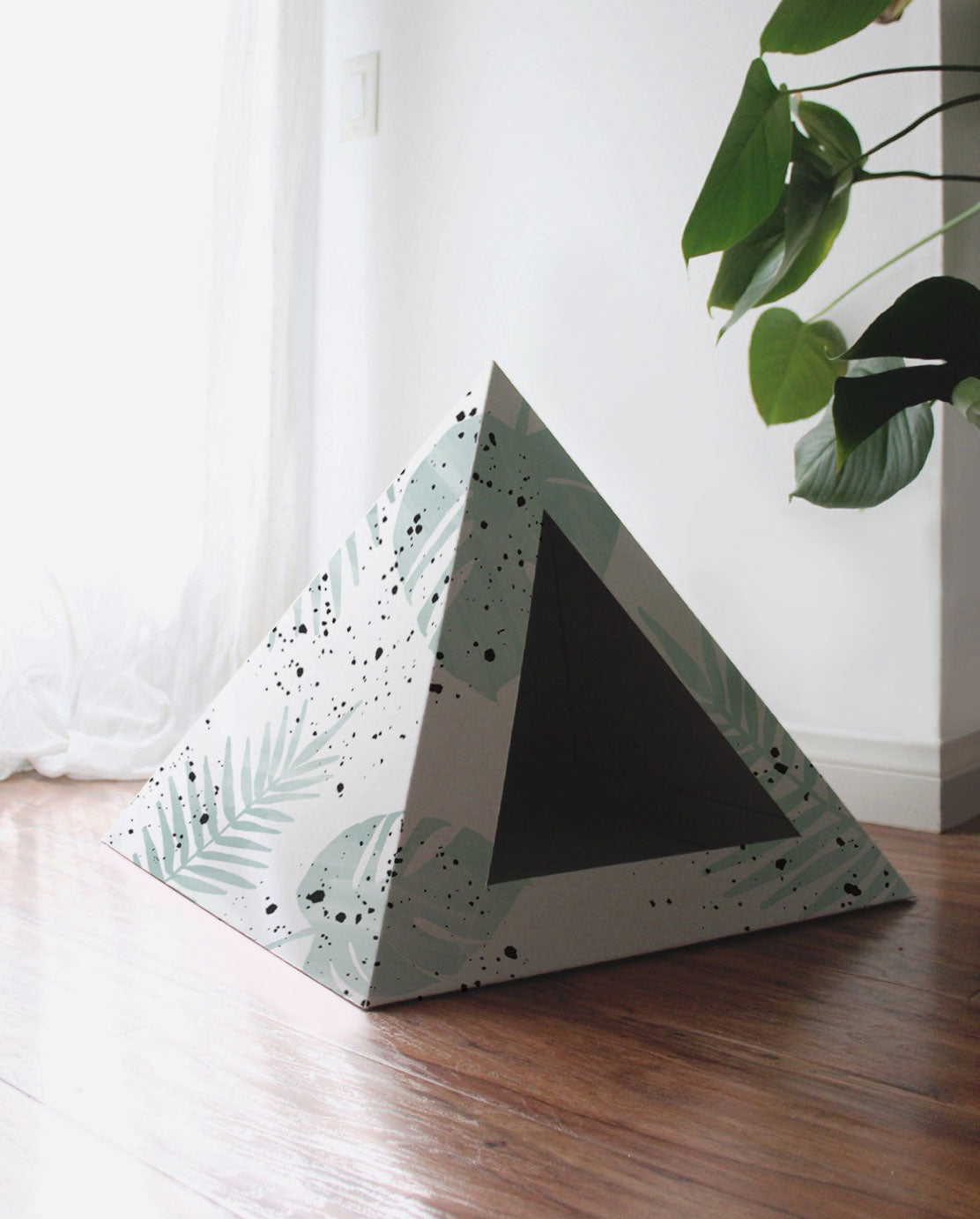 KittyKardboard modern cat furniture cardboard pyramid with a stylish design for cats to relax and play