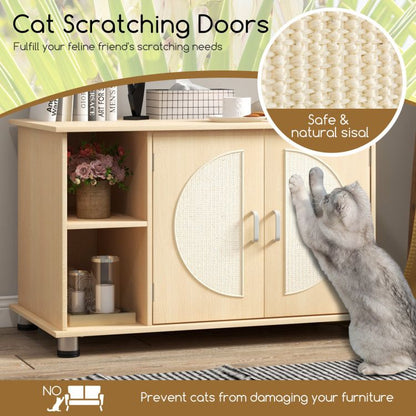 Purrfect Pet Kingdom Modern Cat Litter Cabinet with Scratching Doors Purrfect Pet Kingdom