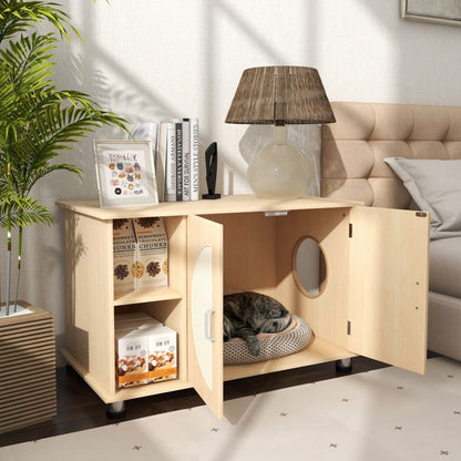 Purrfect Pet Kingdom Modern Cat Litter Cabinet with Scratching Doors Purrfect Pet Kingdom