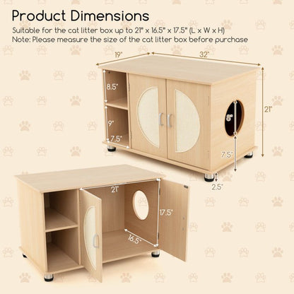 Purrfect Pet Kingdom Modern Cat Litter Cabinet with Scratching Doors Purrfect Pet Kingdom