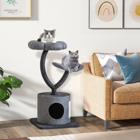 Purrfect Pet Kingdom Cat Tree with Curved Metal Supporting Frame Gray Purrfect Pet Kingdom