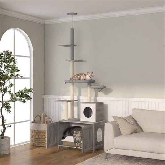 Purrfect Pet Kingdom Grey Cat Tree Tower with Multiple Levels as picture Purrfect Pet Kingdom