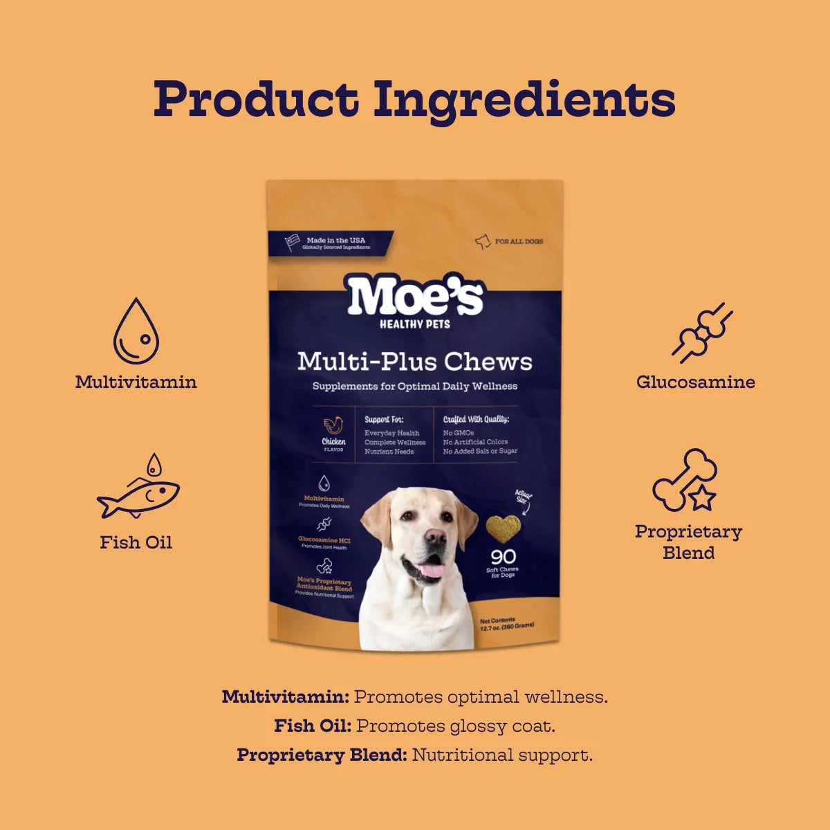 Moe's Healthy Pets - Daily Multivitamin Chews for Dogs with Omega-3 Joint Support - Non-Prescription Dog Food