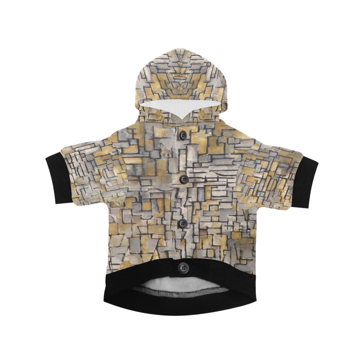 Mondrian Tableau No. 2, Composition No. VII Button Hoodie