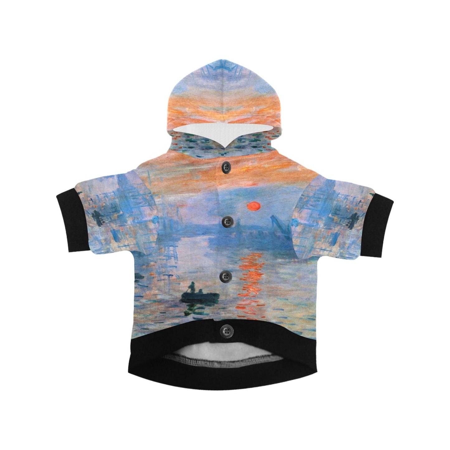 Pet Apparel Monet Impression Sunrise Button Hoodie Essential - lifestyle product image for pet apparel