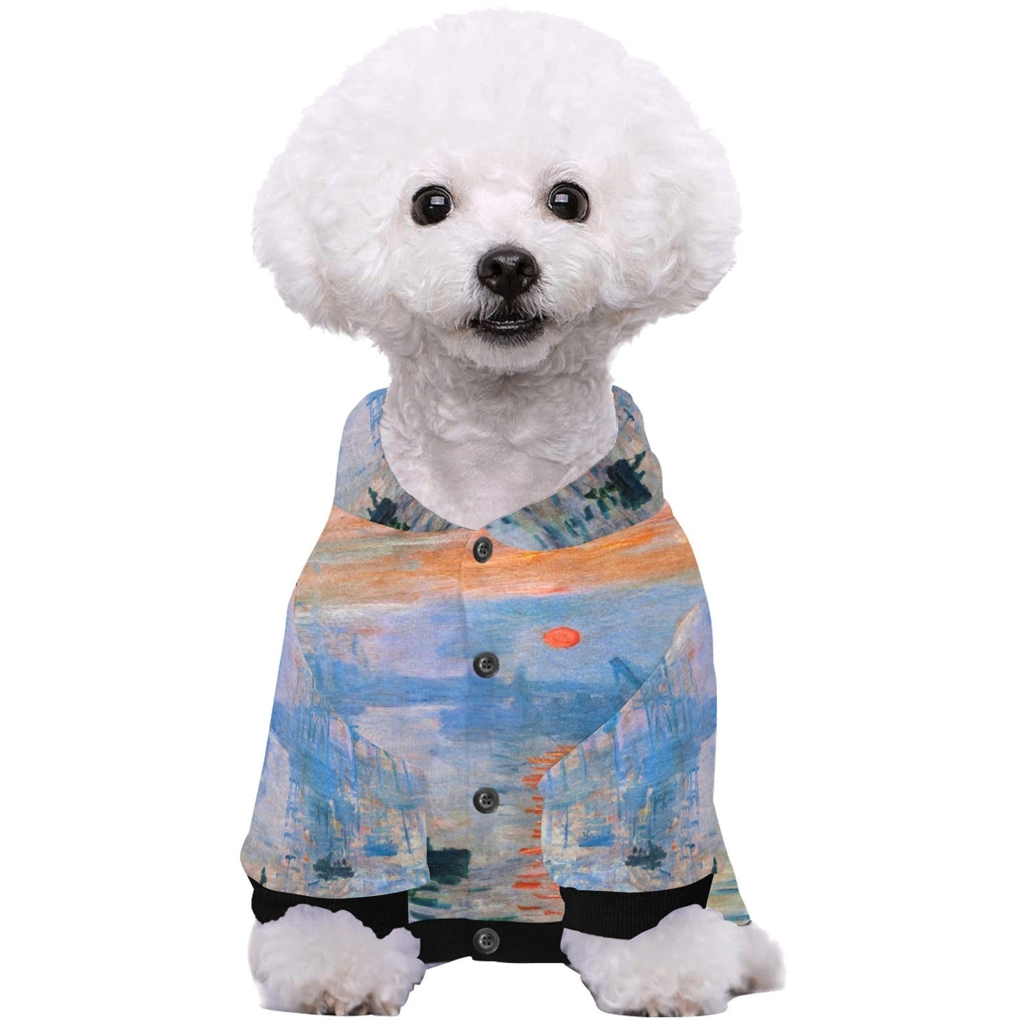 Pet Apparel Monet Impression Sunrise Button Hoodie Essential - close up product image for pet apparel