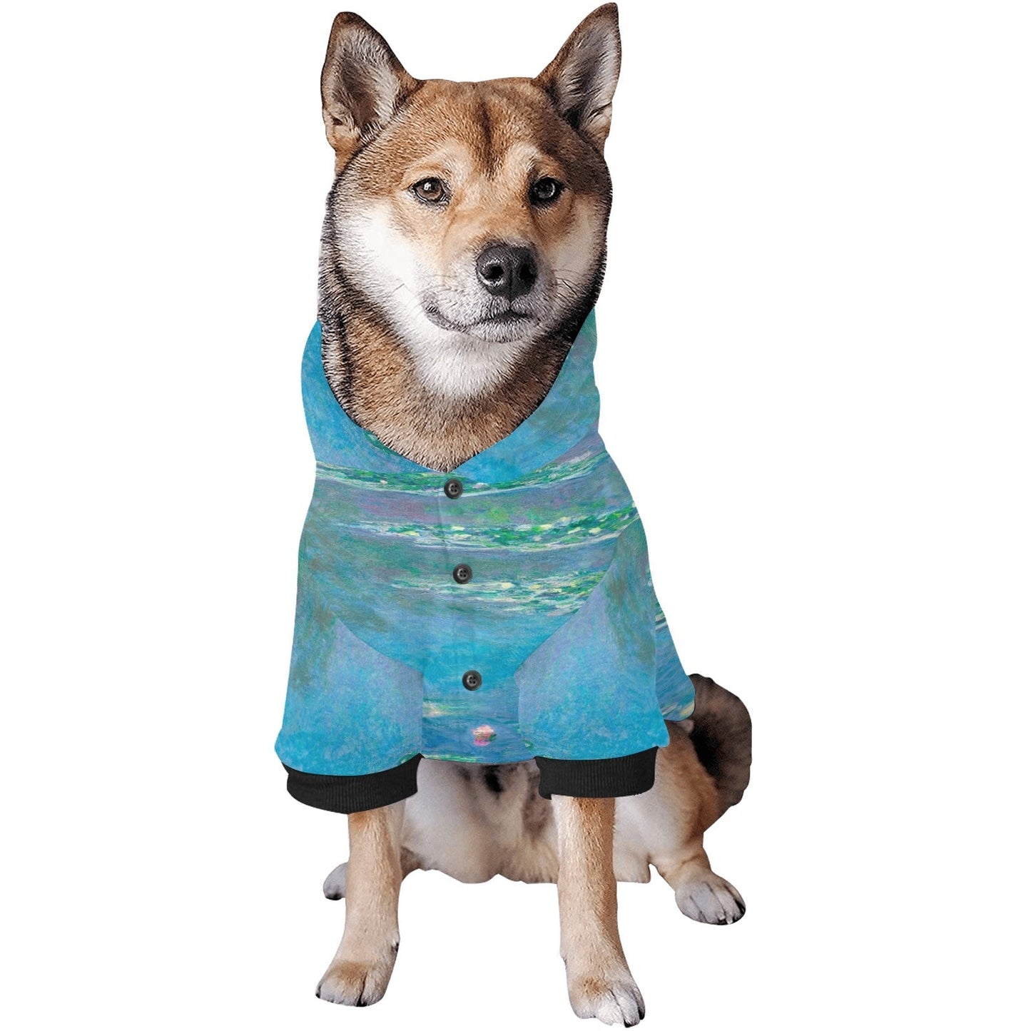 Pet Apparel Monet Water Lilies Button Hoodie for Daily Use - gallery product image for pet apparel