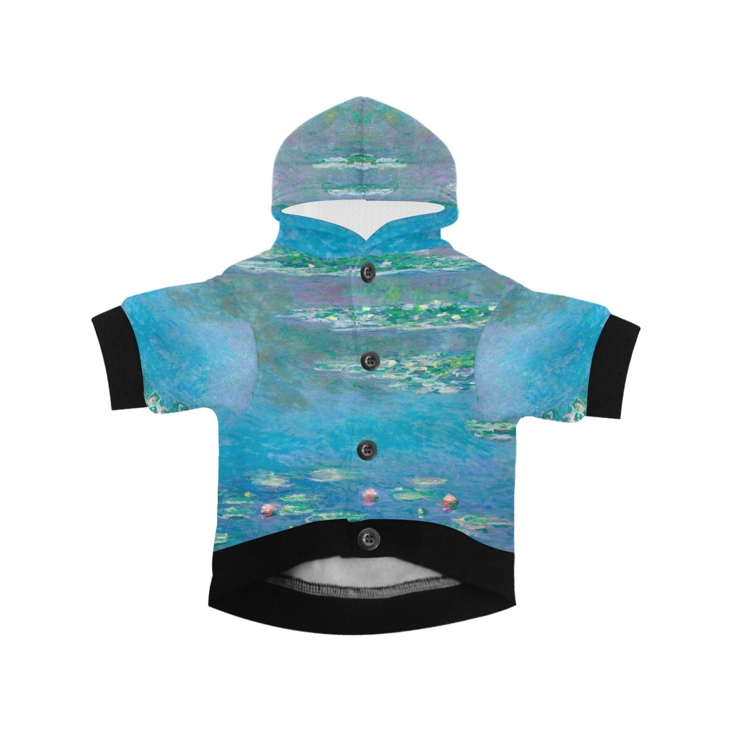 Pet Apparel Monet Water Lilies Button Hoodie for Daily Use - lifestyle product image for pet apparel