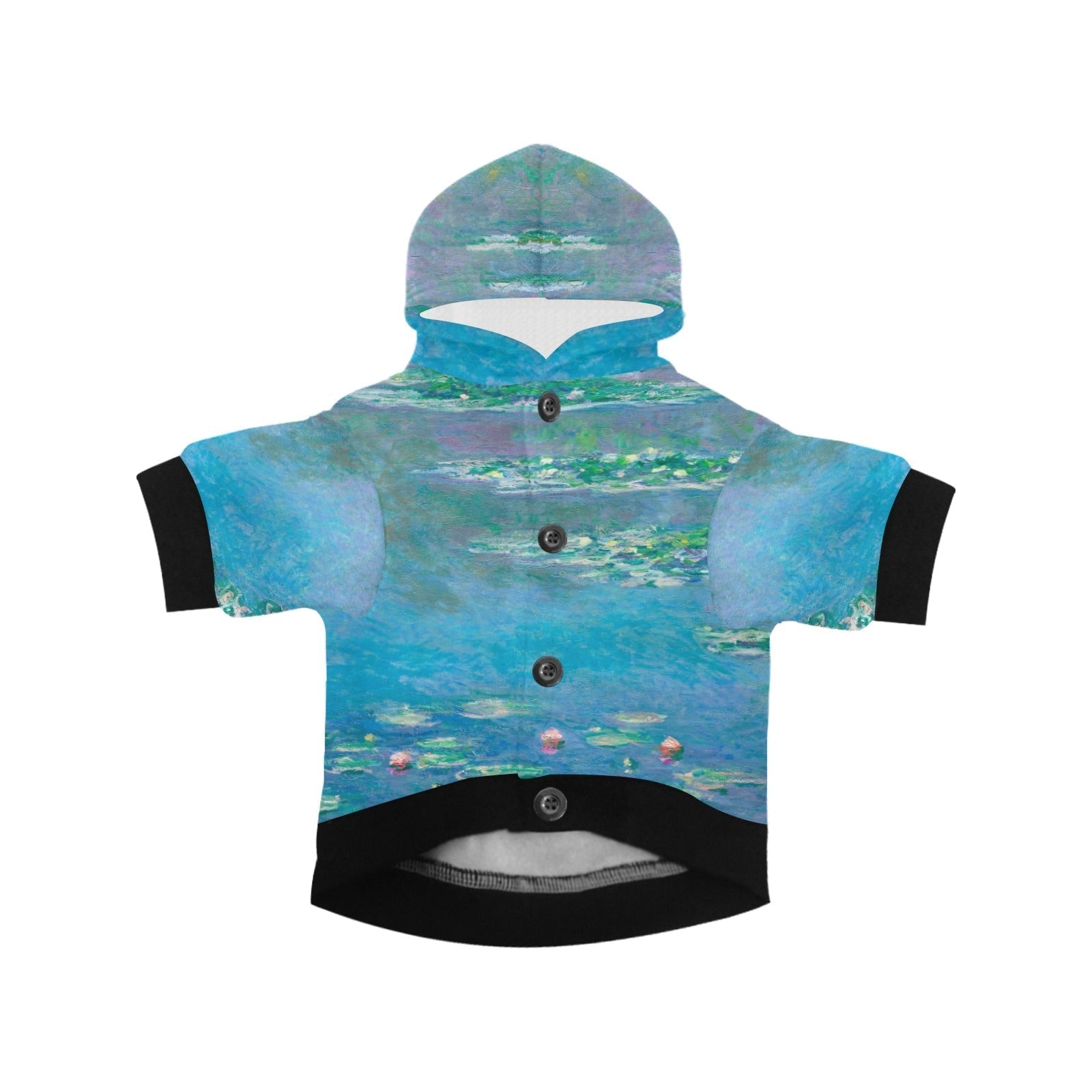 Pet Apparel Monet Water Lilies Button Hoodie for Daily Use - lifestyle product image for pet apparel