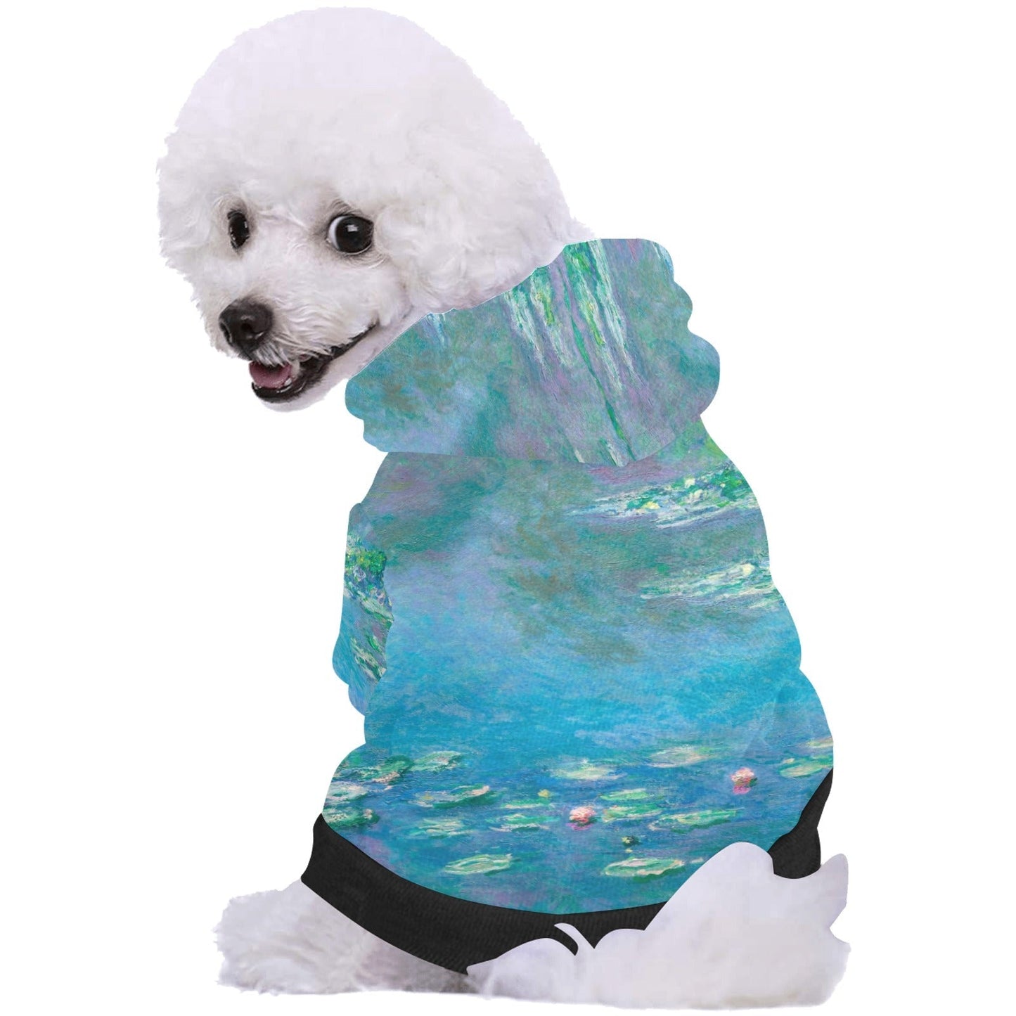 Pet Apparel Monet Water Lilies Button Hoodie for Daily Use - detail product image for pet apparel