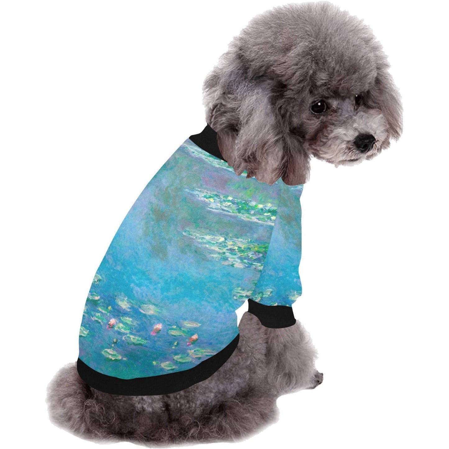 Pet Apparel Monet Water Lilies Round Neck Shirt for Comfort - detail product image for pet apparel