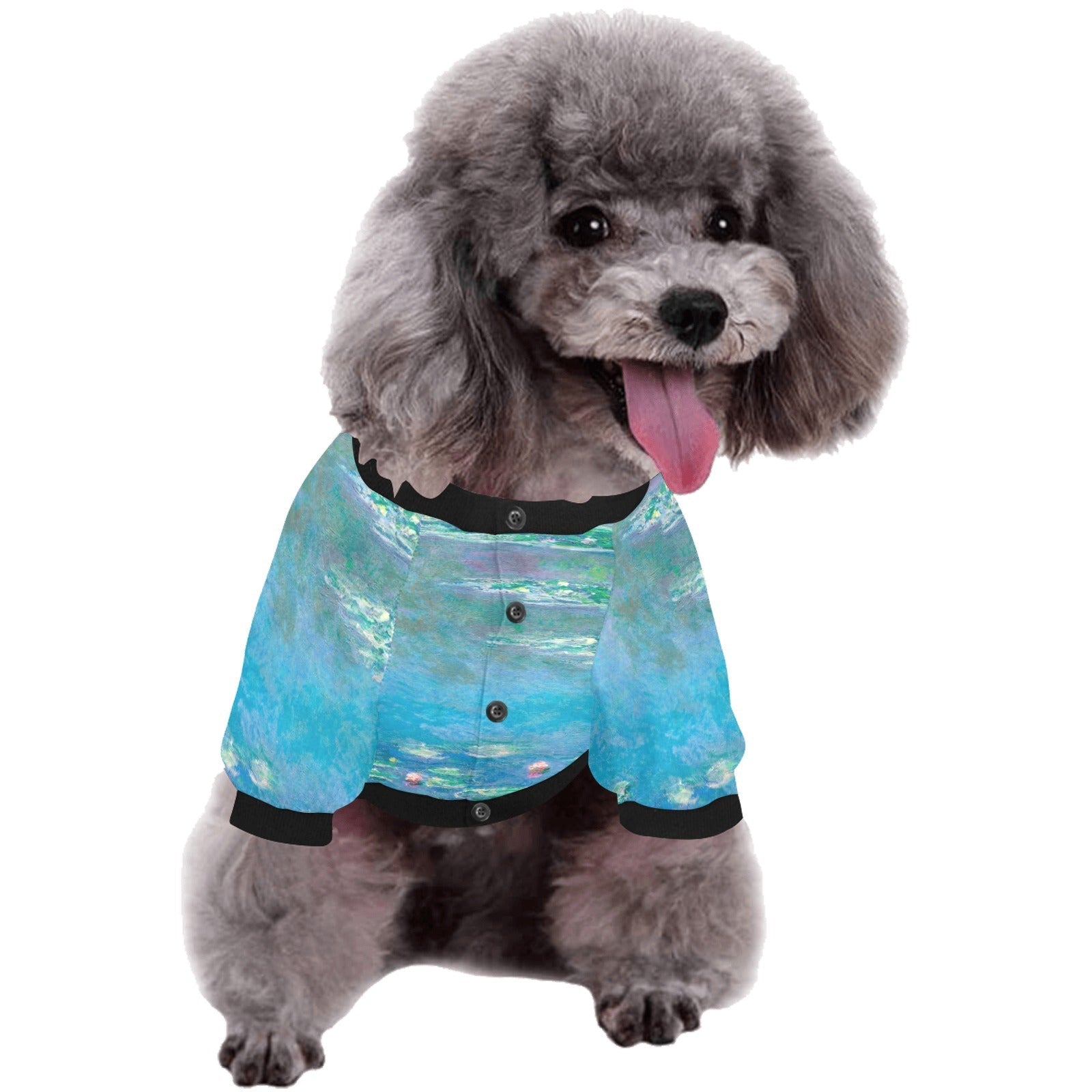 Pet Apparel Monet Water Lilies Round Neck Shirt for Comfort - close up product image for pet apparel