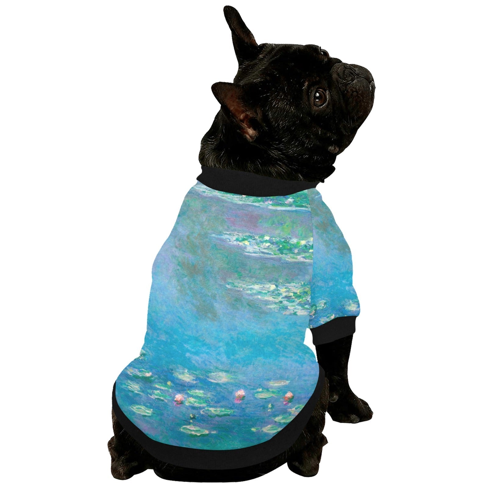 Pet Apparel Monet Water Lilies Round Neck Shirt for Comfort - size and texture image for pet apparel