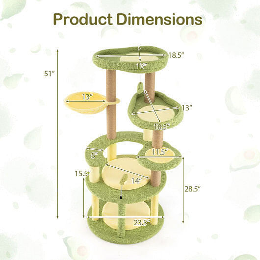 Tail Chasers multi-level cat tree for indoor cats with three platforms and cozy hideouts