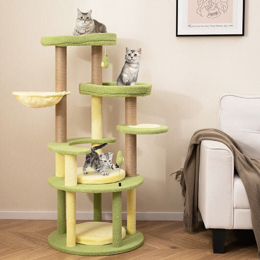 Tail Chasers multi-level cat tree for indoor cats with soft platforms and playful features