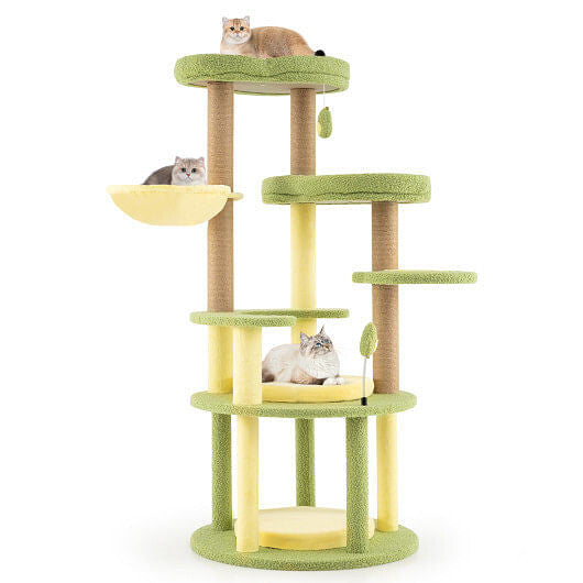 Multi-level cat tree for indoor cats featuring multiple platforms and cozy perches for playful cats