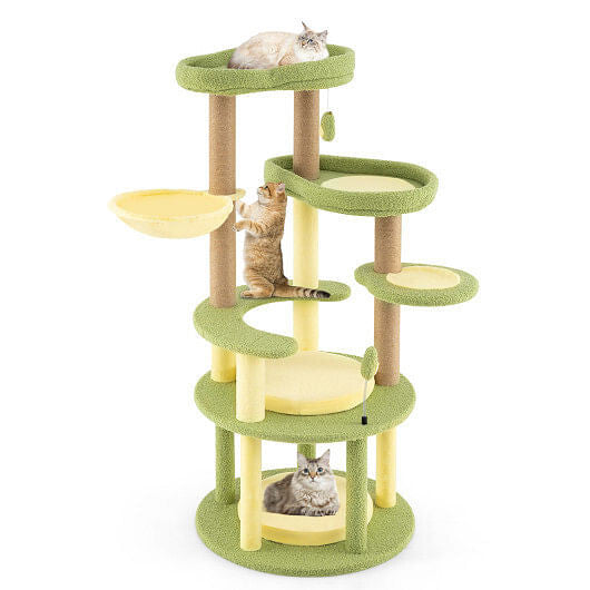 Tail Chasers multi-level cat tree for indoor cats with multiple platforms and playful features