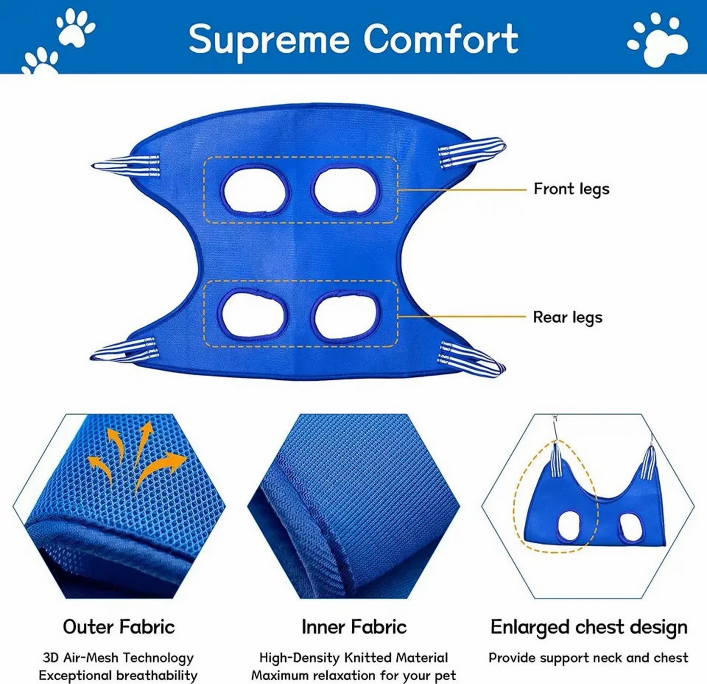 Multi-use pet grooming holder with breathable fabric and ergonomic design for ultimate pet comfort